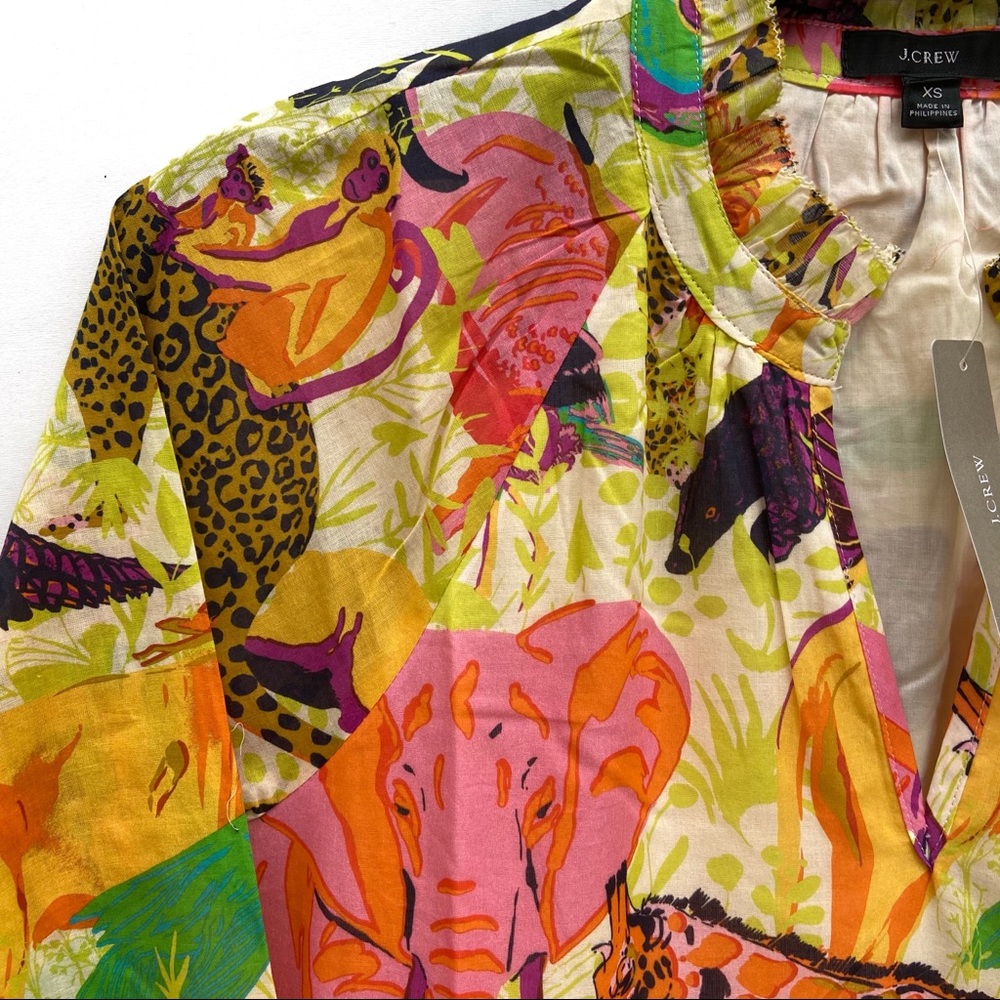 J. Crew Ratti Safari Animal Print Popover Dress - Picture 5 of 8